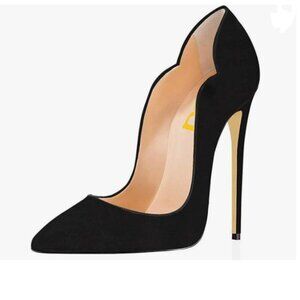 FSJ Black Suede Pointed Toe High Heels Sexy Stiletto Pumps Office Lady Shoes